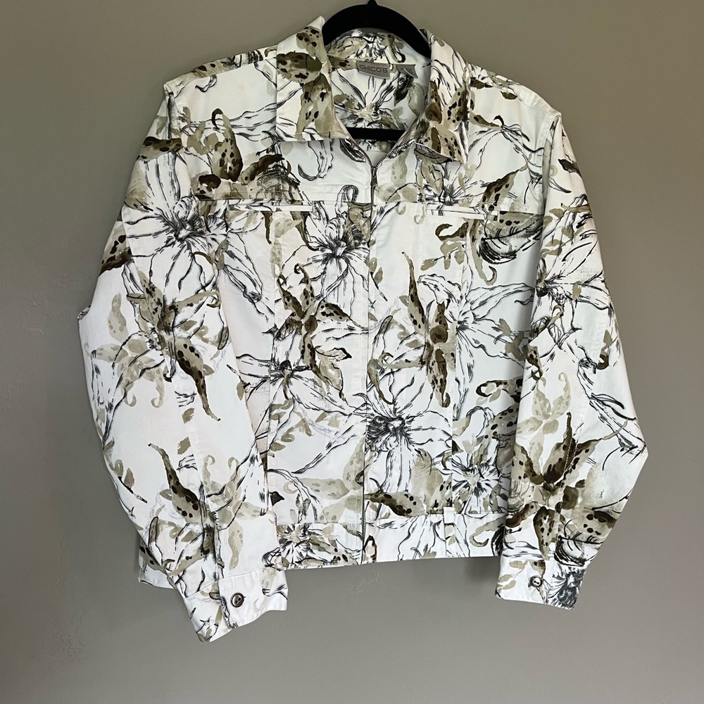 Chico’s Women’s Lightweight Floral Garden Cottagecore Jacket Size 2